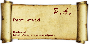 Paor Arvid névjegykártya